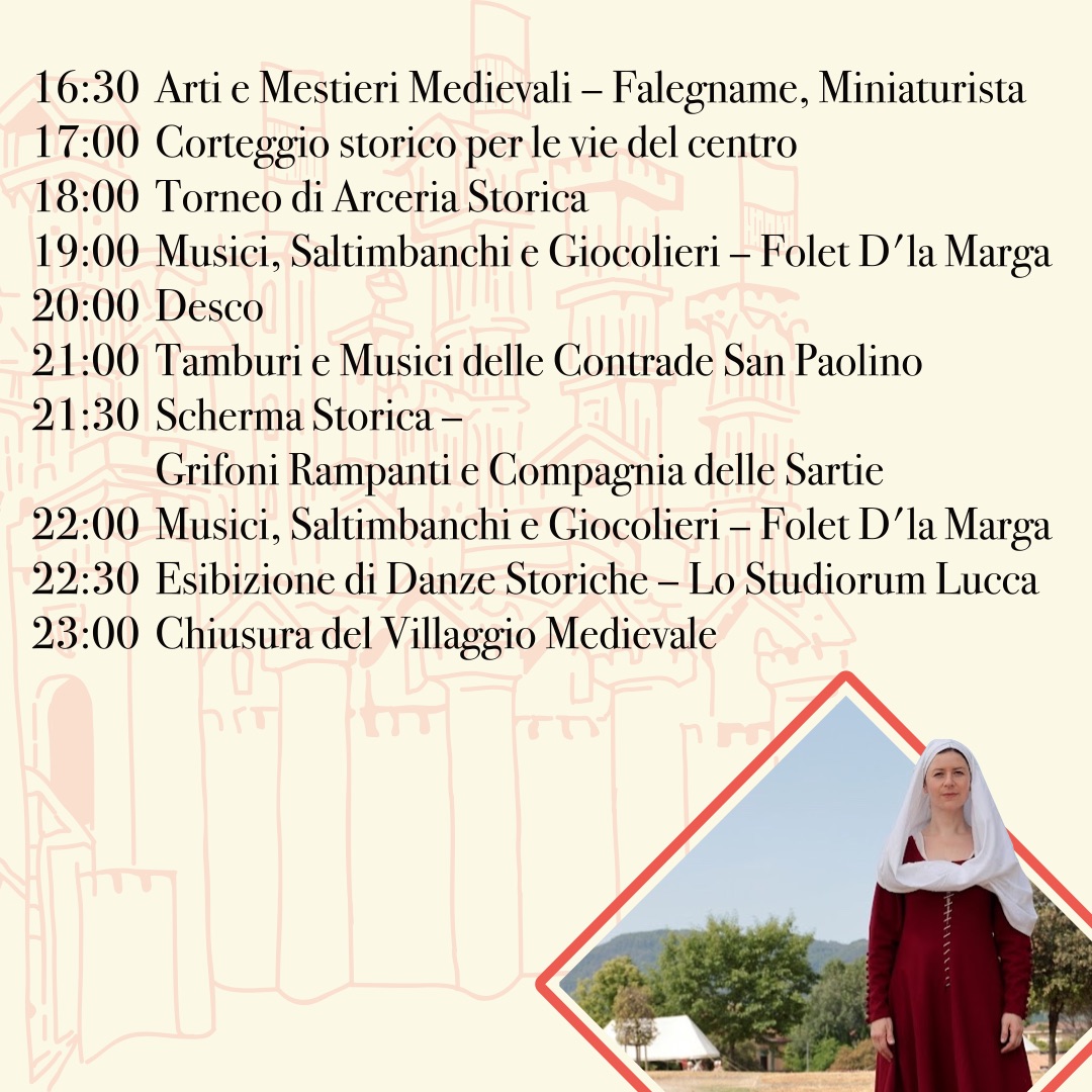 Lucca medievale 2024 programma sabato pomeriggio